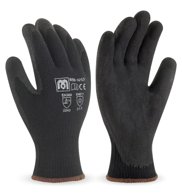 GUANTE NYLON CON RECUBRIMIENTO DE LATEX EN NEGRO (PACK 12 UDS)