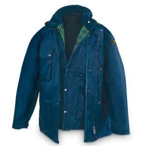 PARKA TRIPLE USO (CHUBASQUERO, HUSKY, CHALECO), AZUL Y VERDE