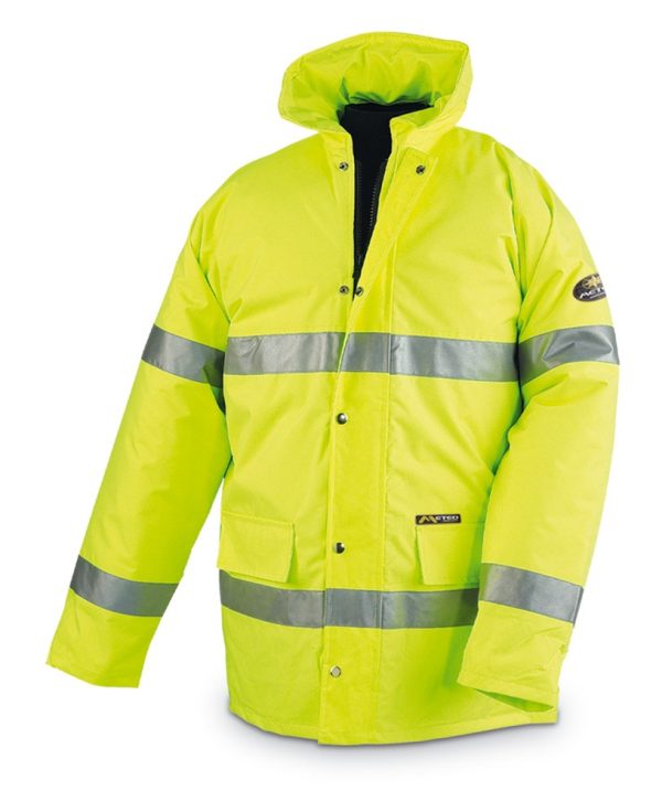 PARKA ALTA VISIBILIDAD, AMARILLO, BANDAS 3M