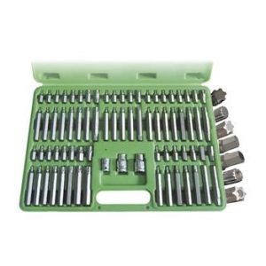 ESTUCHE DE PUNTAS 74 PIEZAS PARA TORNILLOS RIBE, 12 CANTOS, TORX, TORX INV., HEXAGONAL