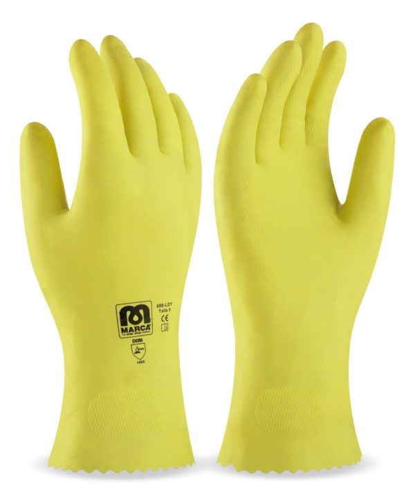 GUANTE DOMÉSTICO DE LÁTEX COLOR AMARILLO PARA RIESGOS MECÁNICOS SUPERFICIALES