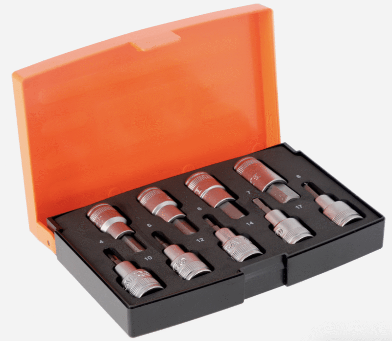 Juego de vasos BAHCO de 1/2" con punta hexagonal, 9 piezas S9HEX