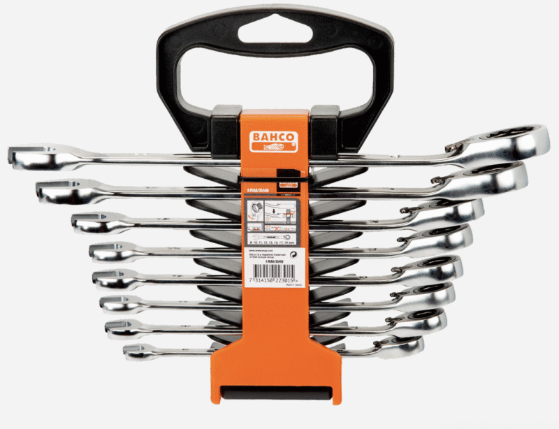 Juego de llaves combinadas de carraca métrica, 8 piezas 1RM/SH8 BAHCO
